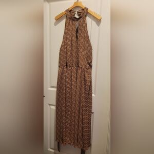 Halter Neck Maxi Dress - Worthington Winona Geo Brown & Tan Geometric - 22W  NWT